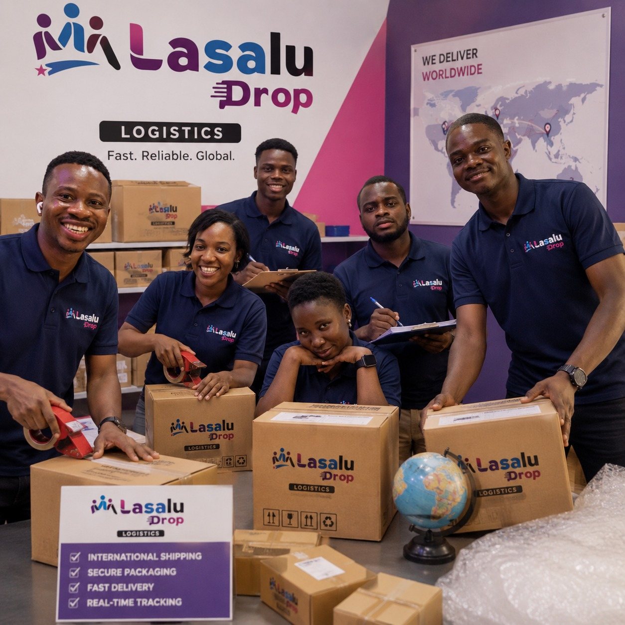 The Lasalu Drop team packing branded boxes